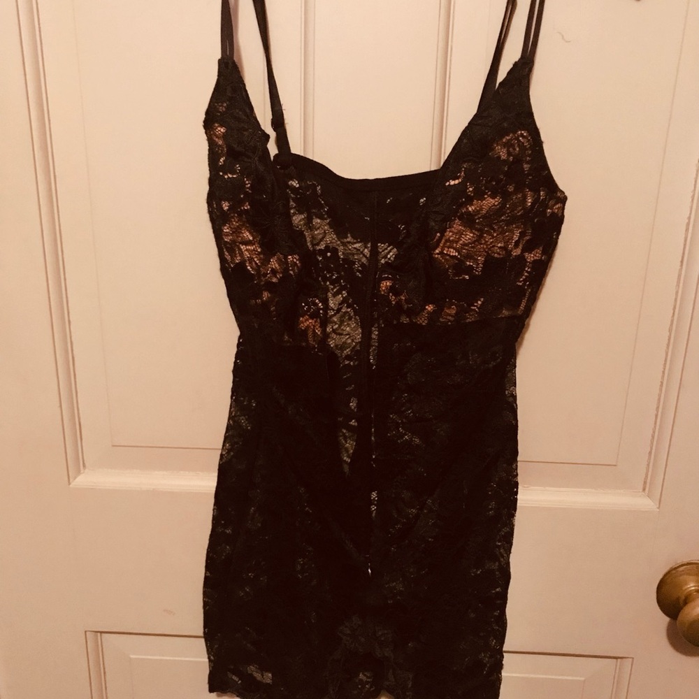 La Perla Black and Gold Lace Chemise